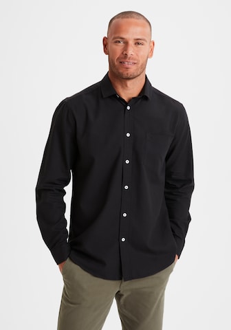 H.I.S Regular fit Button Up Shirt in Black: front