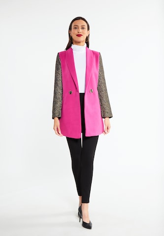 faina - Sobretudo meia-estação em rosa