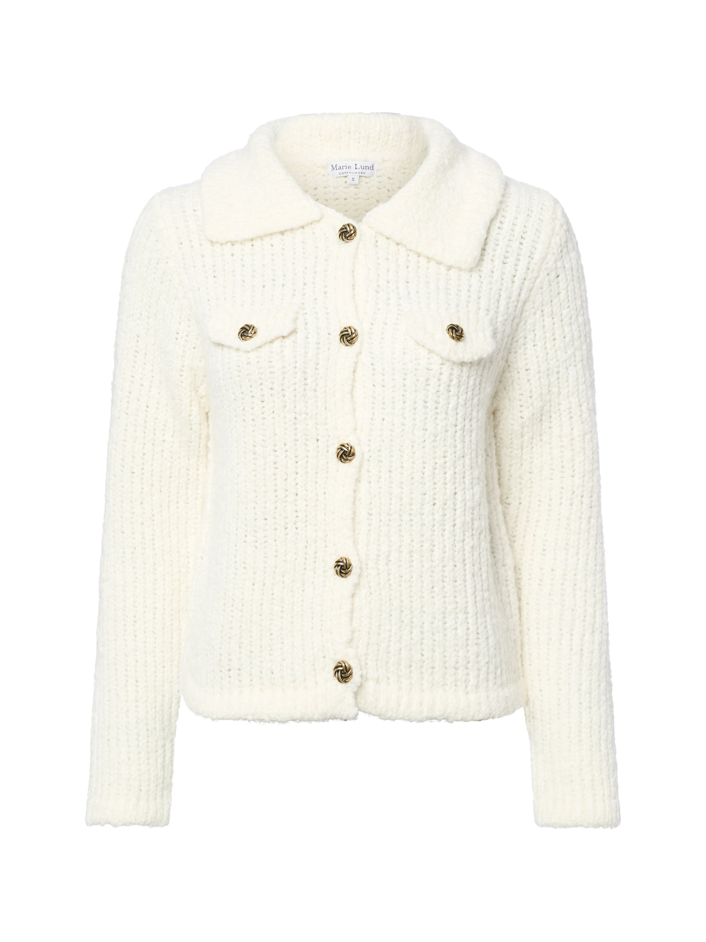 Marie Lund Knit Cardigan in White: front