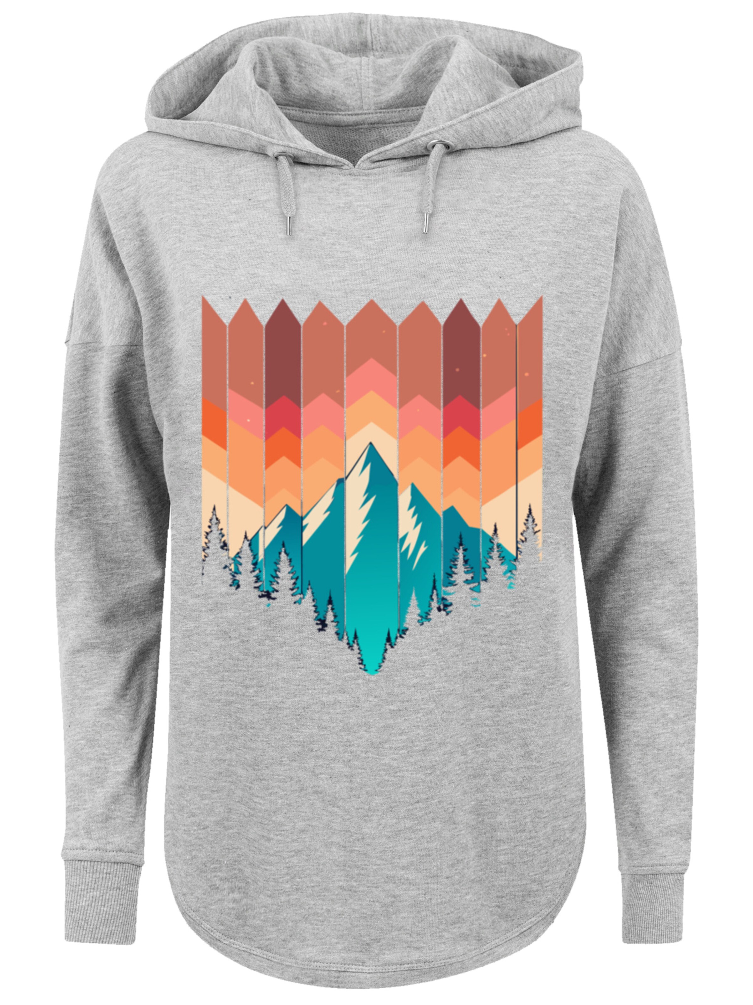 F4NT4STIC Sweatshirt 'Berg Sonnenuntergang Geometrisch' in Grey: front
