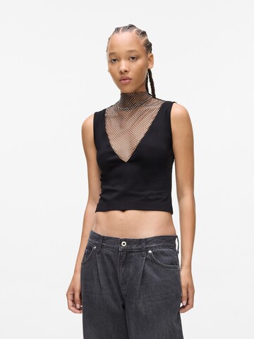KARL LAGERFELD JEANS Top 'Chainmail' - Čierna: predná strana