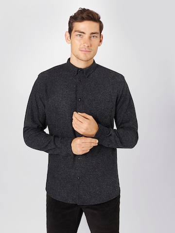 Kronstadt - Ajuste regular Camisa 'Johan' en negro: frente