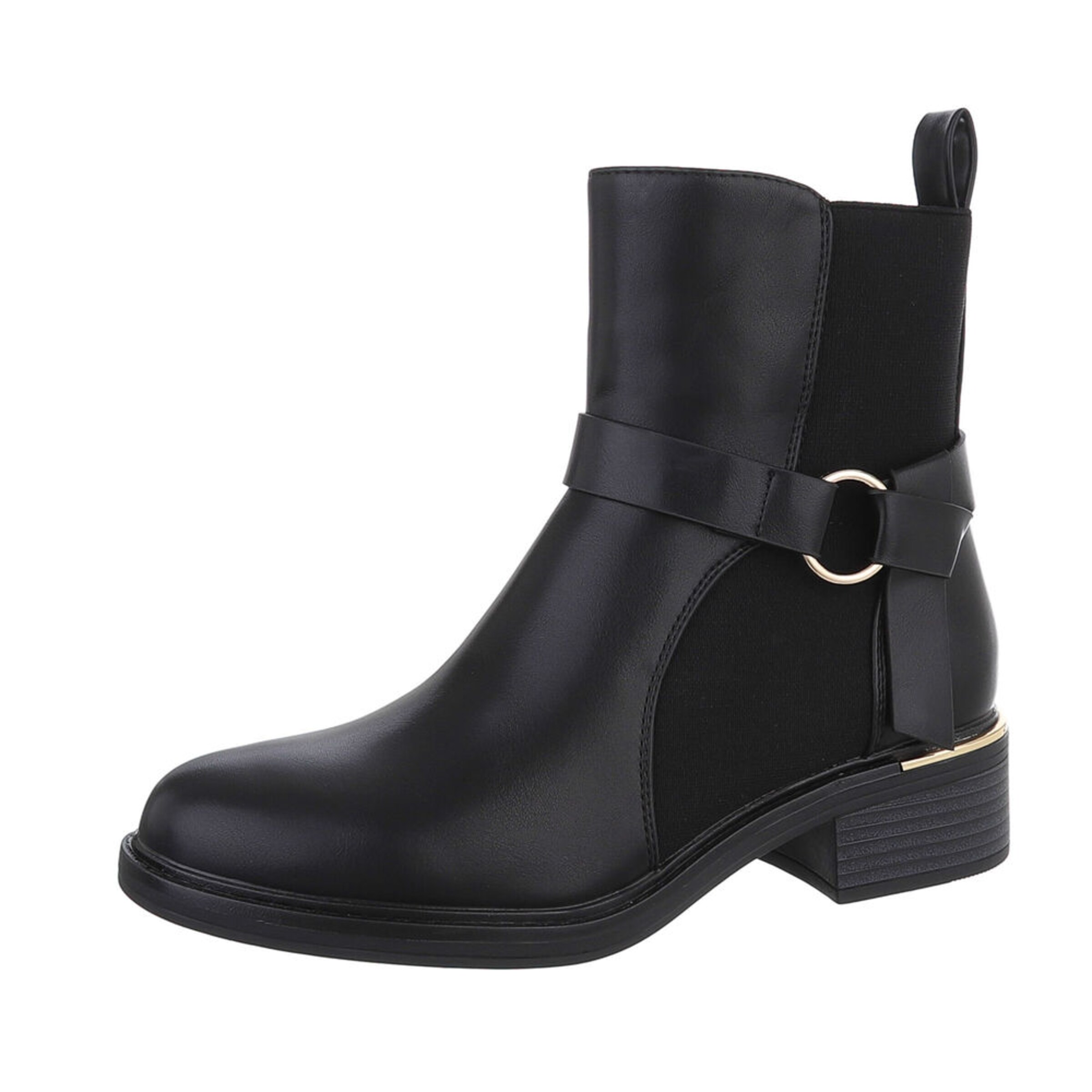 Ital-Design Stiefelette in Schwarz: Vorderseite