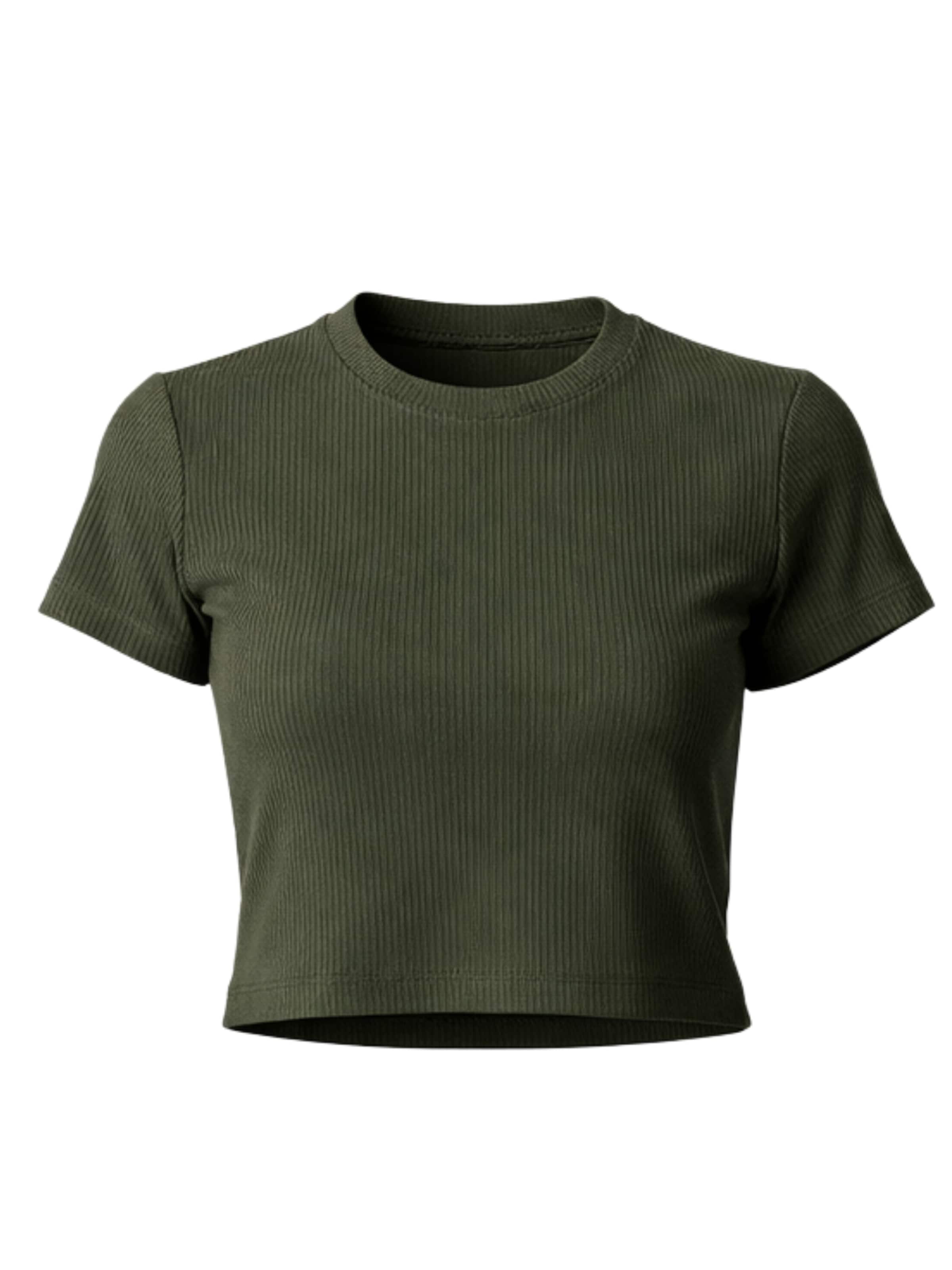 GORG Shirt 'Geripptes Cropped T-Shirt' in Brown: front