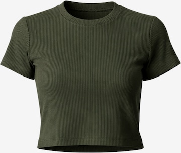 GORG Shirt 'Geripptes Cropped T-Shirt' in Bruin: voorkant