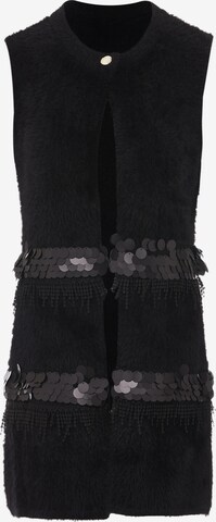 Gilet in maglia di faina in nero: frontale