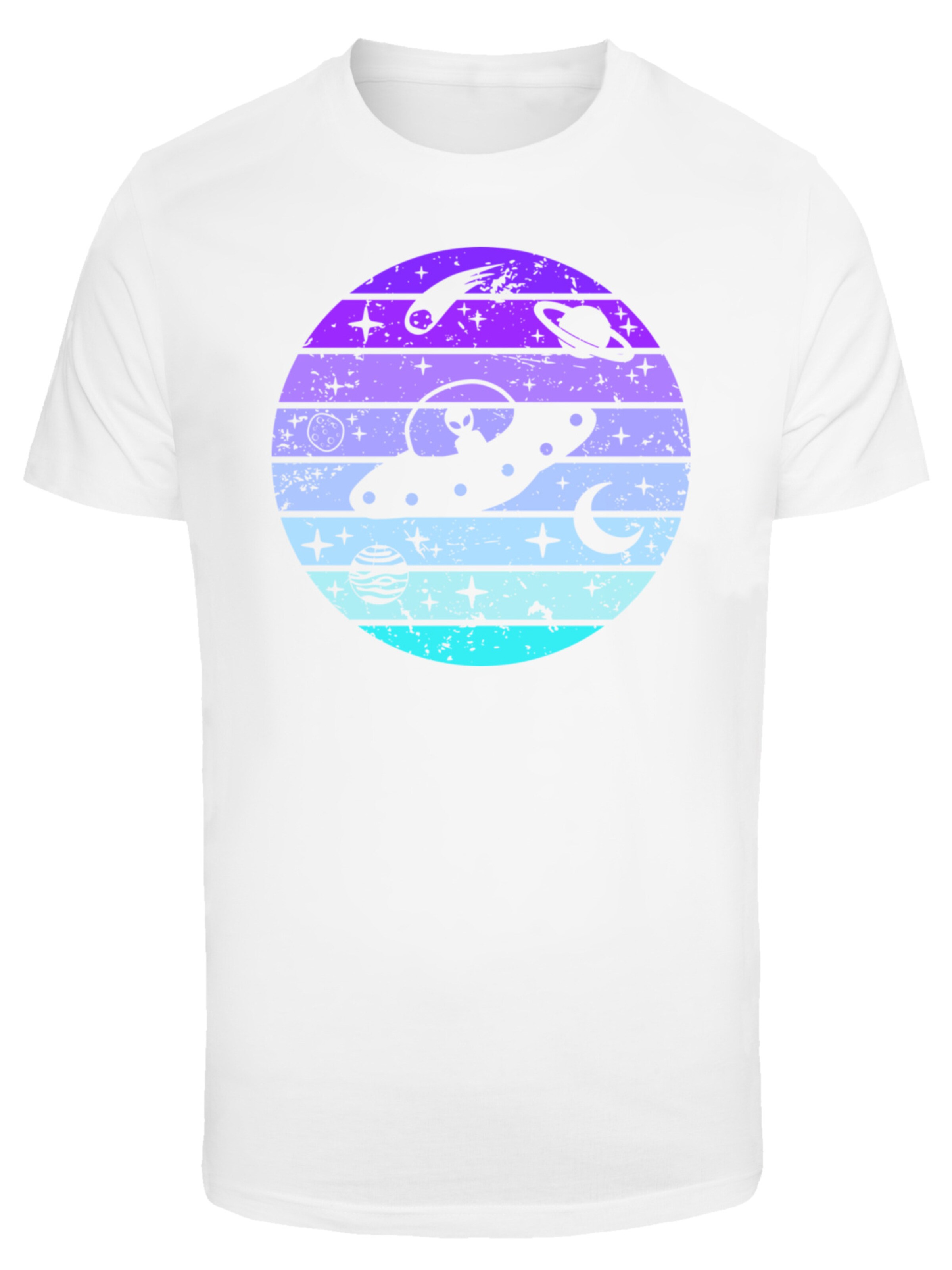 F4NT4STIC Shirt 'Retro Alien Weltraum Sonnenuntergang' in White: front