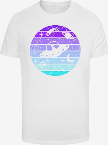 T-Shirt 'Retro Alien Weltraum Sonnenuntergang' F4NT4STIC en blanc : devant