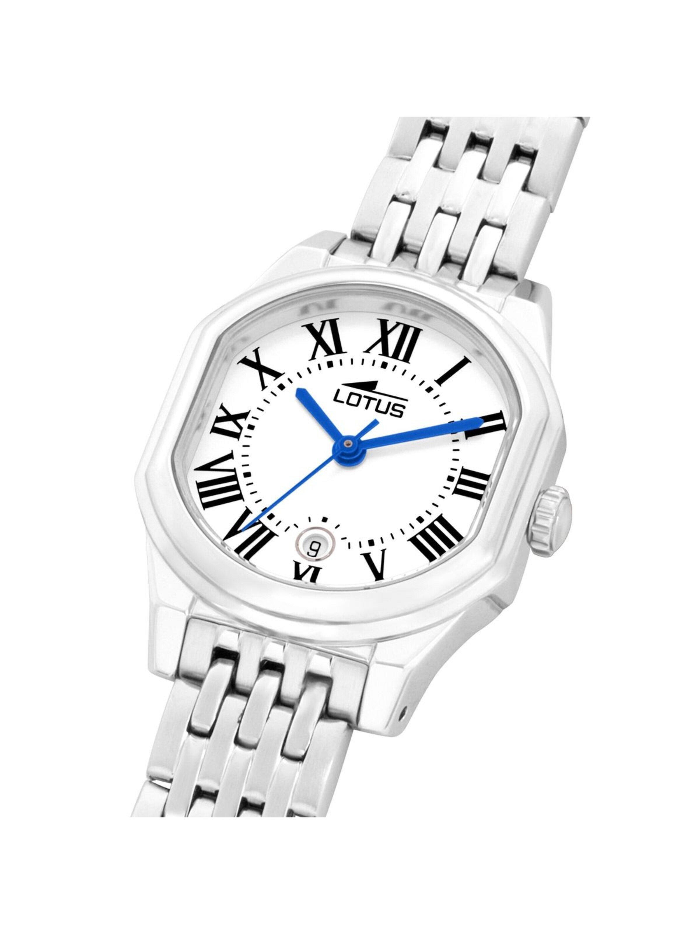 Montre à affichage analogique Lotus en argent