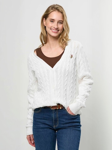 Geacă tricotată ' UW V-neck ' de la U.S. POLO ASSN. pe alb: față