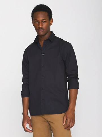 KnowledgeCotton Apparel Regular fit Button Up Shirt 'Alf' in Black: front