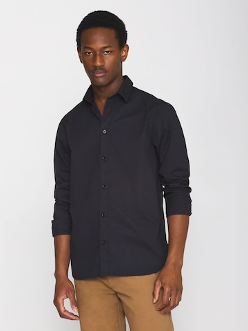 KnowledgeCotton Apparel Regular fit Business Shirt in Black: front