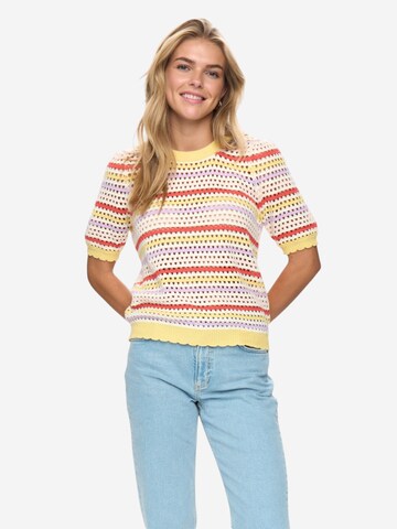 NÜMPH Strickpullover mit Halbarm 'NUNANCY PULLOVER' in Gelb: Vorderseite