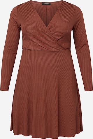 Trendyol Curve Dress in Brown: front