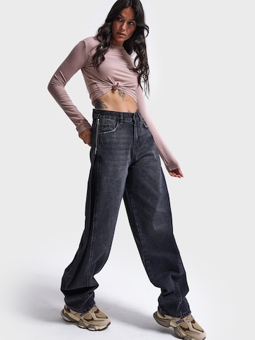 Barrel Jean 'ZIPPER BARREL BALLOON MID RISE JEANS - SOFT BLACK' IT'S BASIC en noir