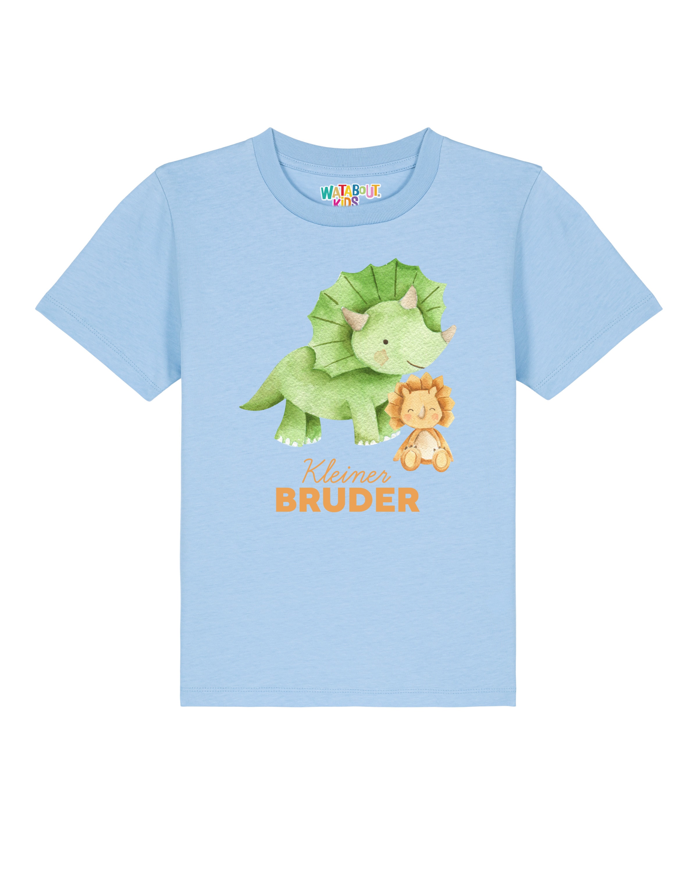 Maglietta 'Dinosaurier 07 Kleiner Bruder' di watabout.kids in blu: frontale