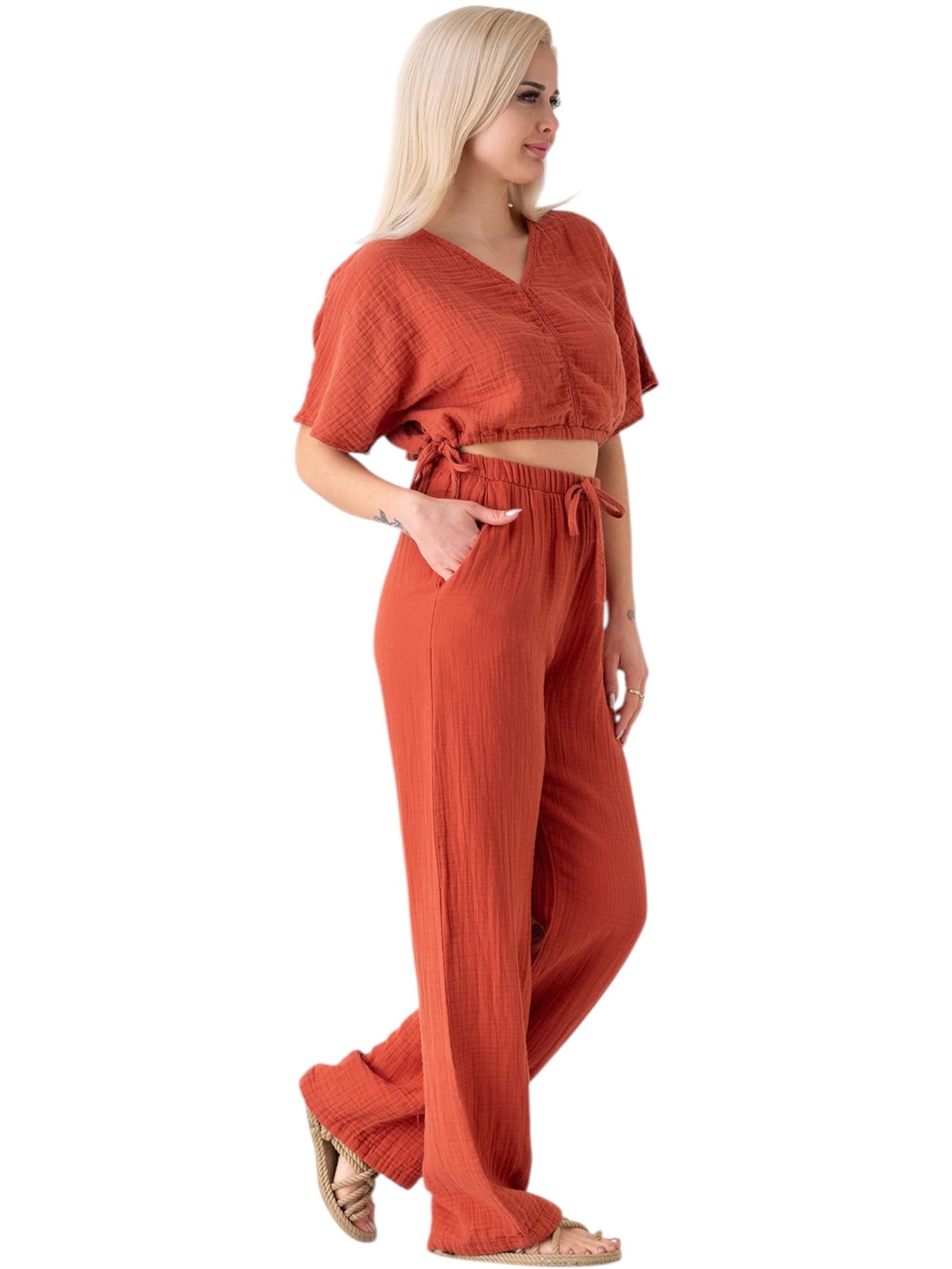 Wide leg Pantaloni 'Eleni' di WENOR in rosso