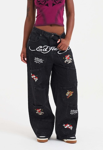 Ed Hardy Loosefit Jeans i svart: framsida