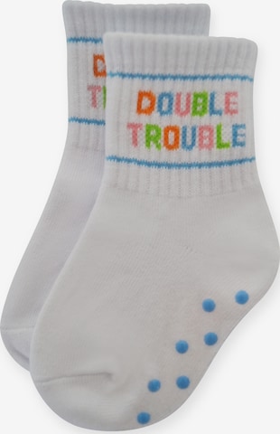 Pippa & Piet Socks 'Double Trouble' in Blue: front
