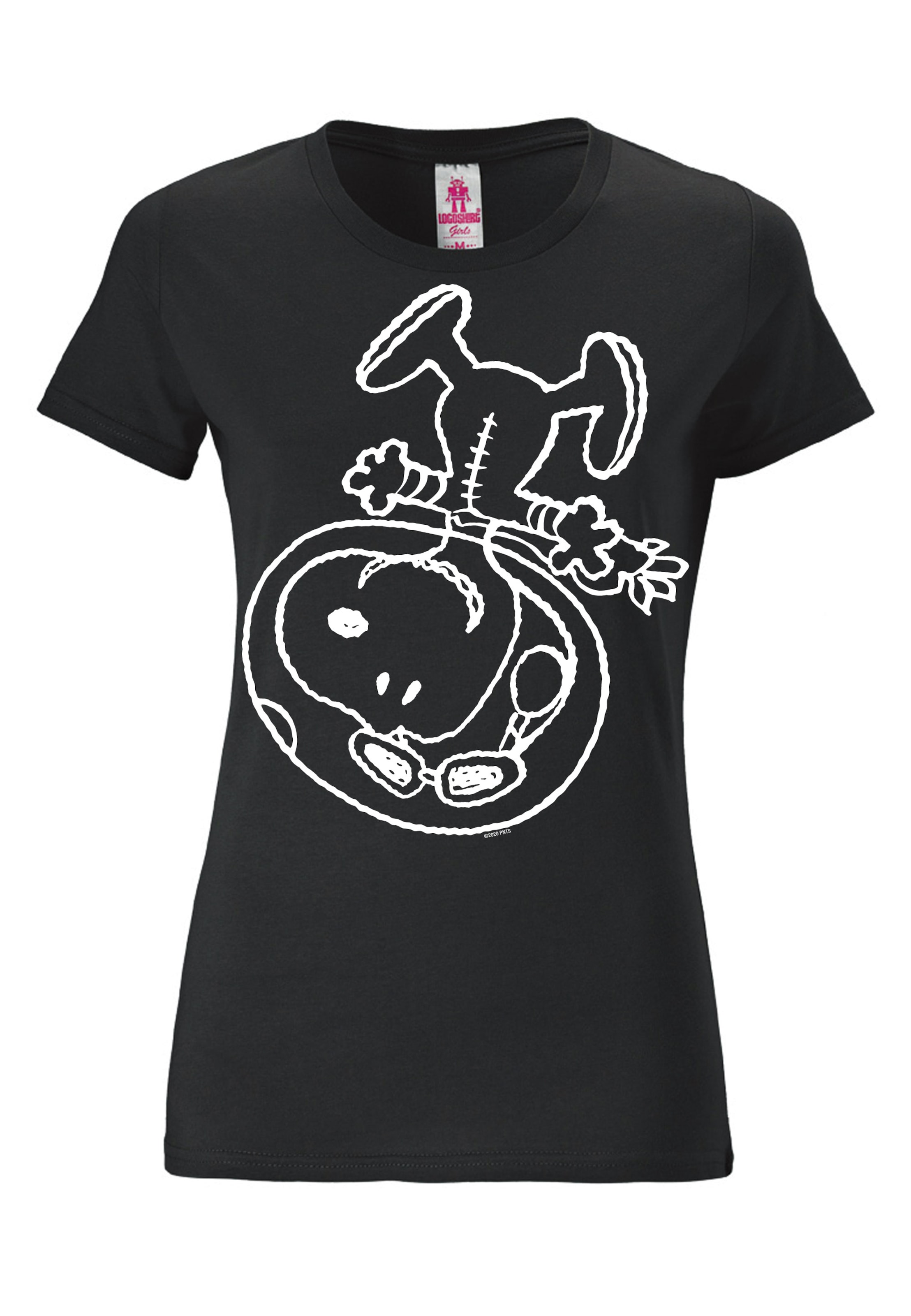 LOGOSHIRT T-Shirt 'Snoopy - Astronaut' in Schwarz: Vorderseite