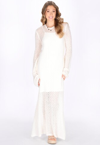 IZIA - Vestido de malha em branco: frente