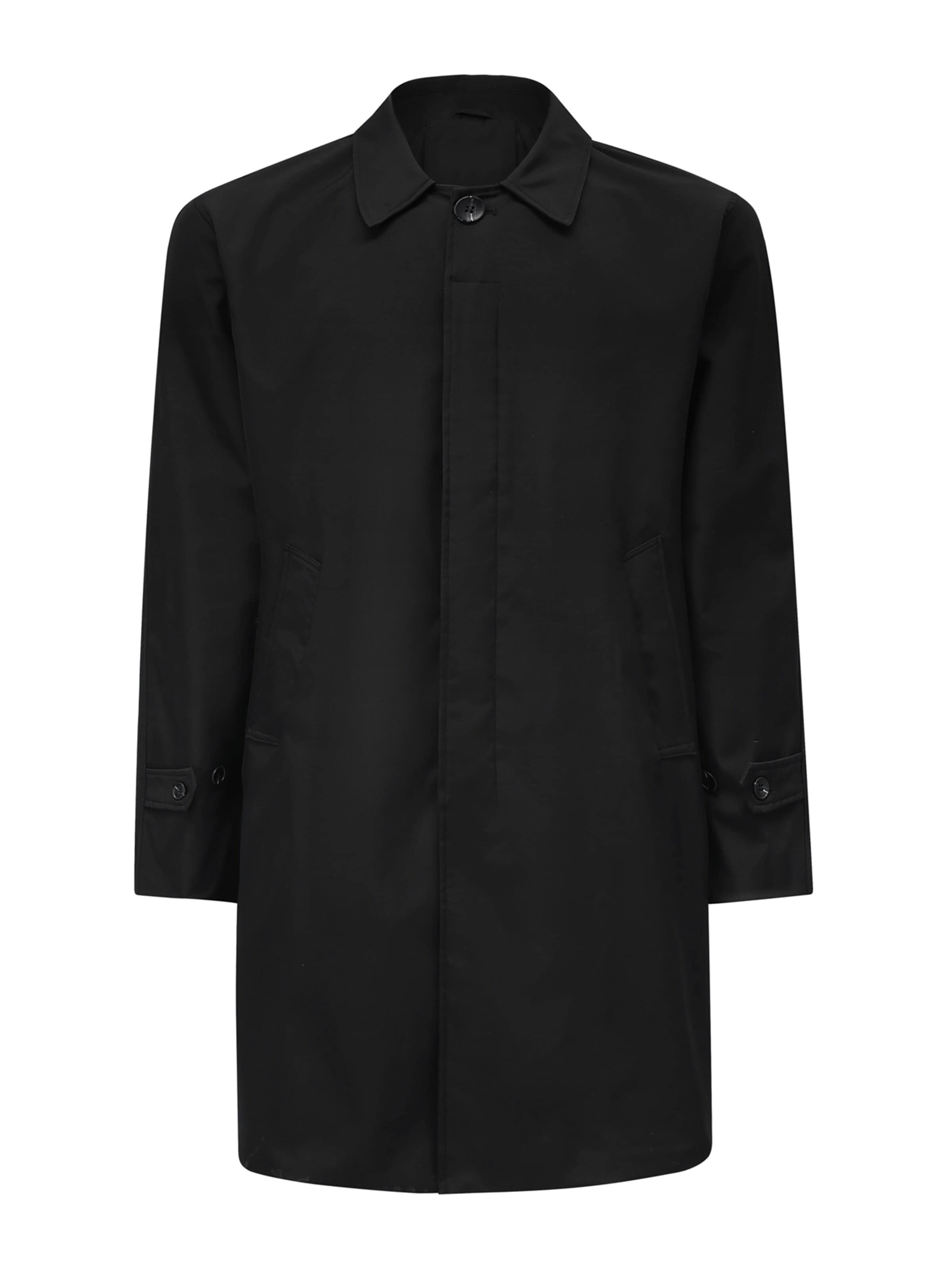ALLTHEMEN Between-Seasons Coat 'Hauch' in Black: front