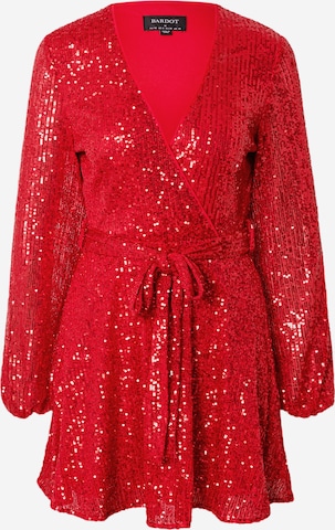 Robe de cocktail 'BELLISSA' Bardot en rouge : devant