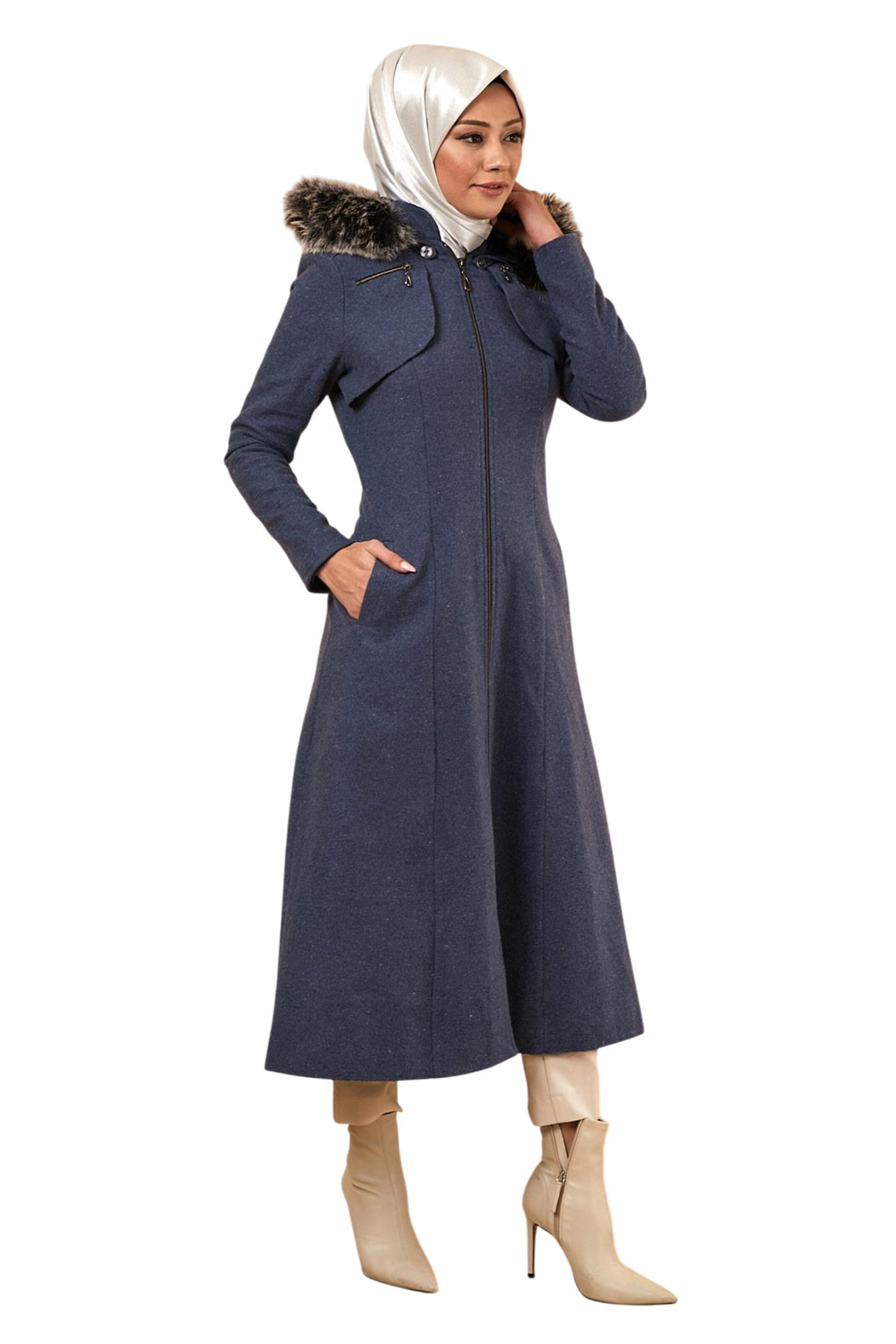 MODAMIHRAM Wintermantel in Blauw