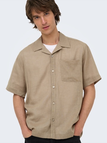 Only & Sons Comfort fit Koszula 'ONSLaurence' w kolorze brązowy