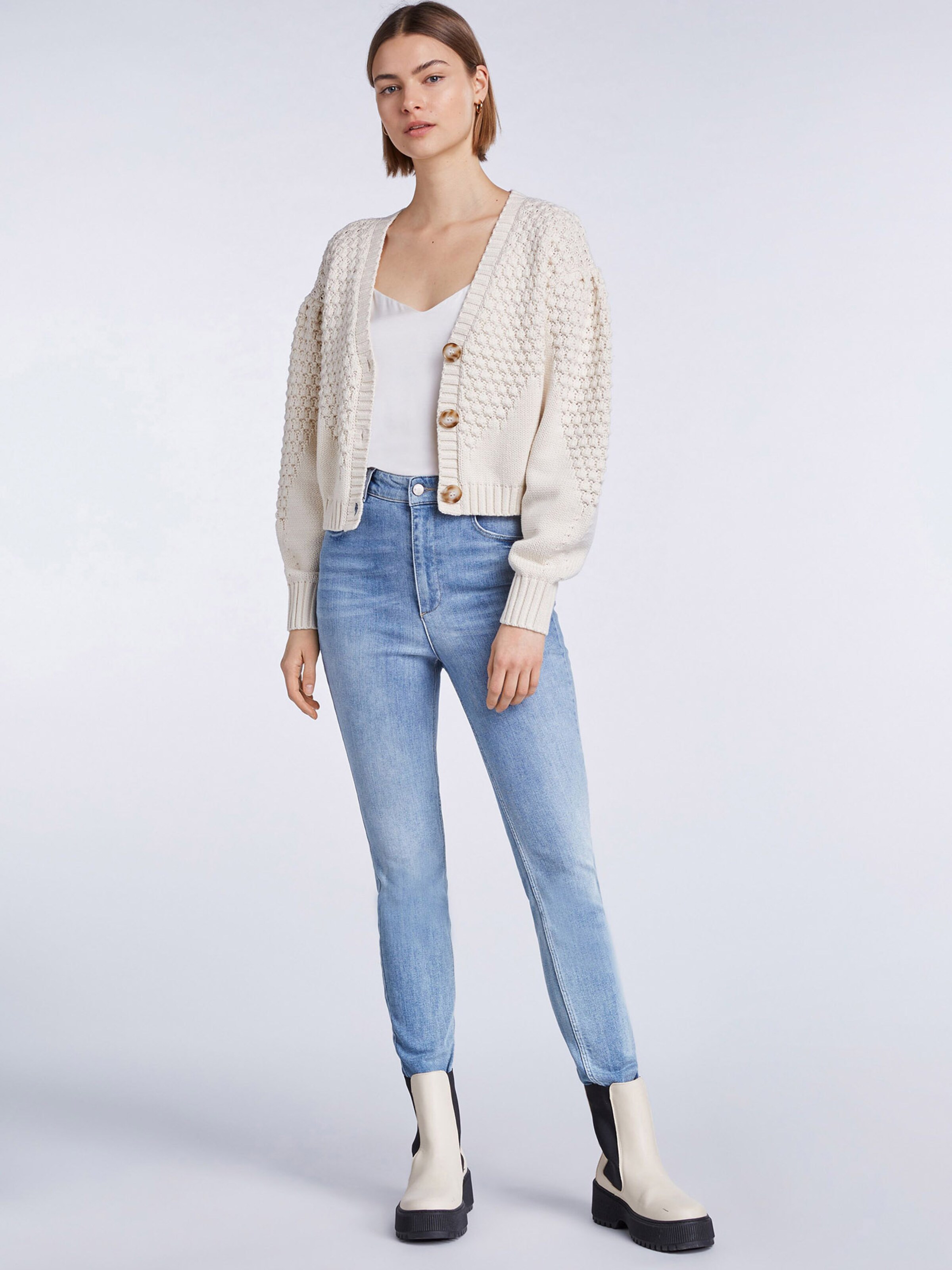Frauen Große Größen SET Strickjacke in Wollweiß - UW52683 Frauen Große Größen SET Strickjacke in Wollweiß - UW52683