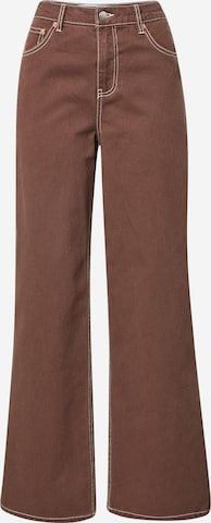 NEON & NYLON Wide leg Trousers 'LOLA' in Brown: front