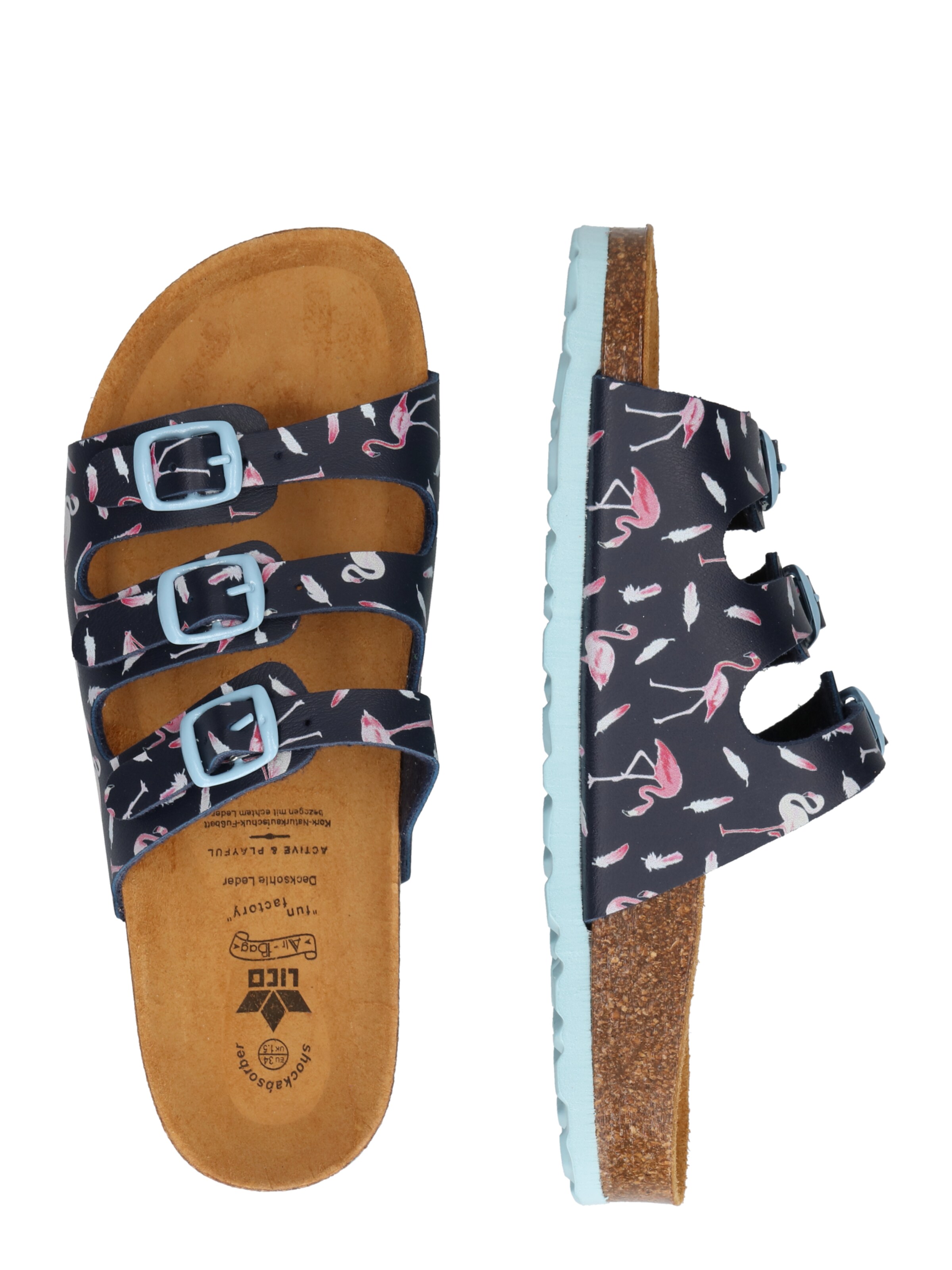 LICO Pantolette 'Bioline Flamingo' in Blau