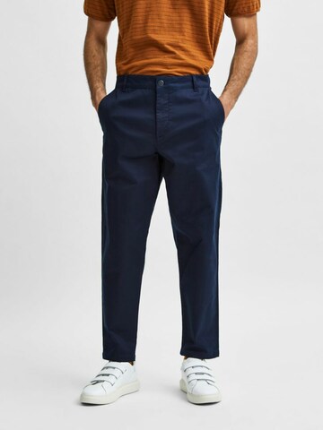 Coupe slim Pantalon chino 'Repton' SELECTED HOMME en bleu : devant