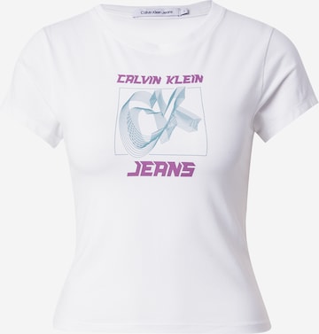 Calvin Klein Jeans Тениска 'Hyper Real' в бяло: отпред