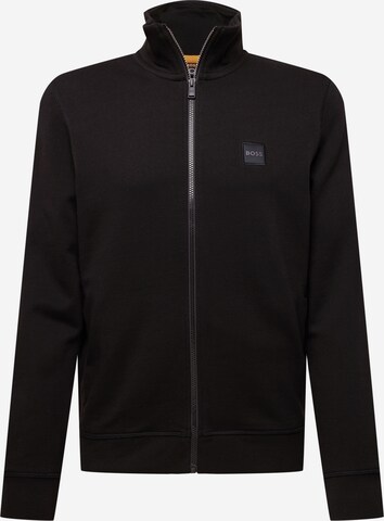 BOSS Zip-Up Hoodie 'Zestart' in Black: front