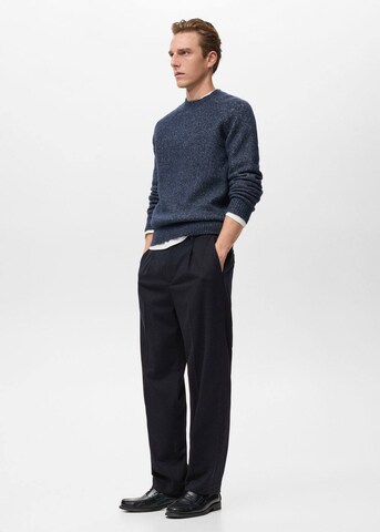 MANGO MAN Regular Pleat-Front Pants 'Piedra' in Black