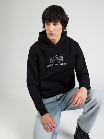 ALPHA INDUSTRIES Sweatshirt in Zwart: voorkant