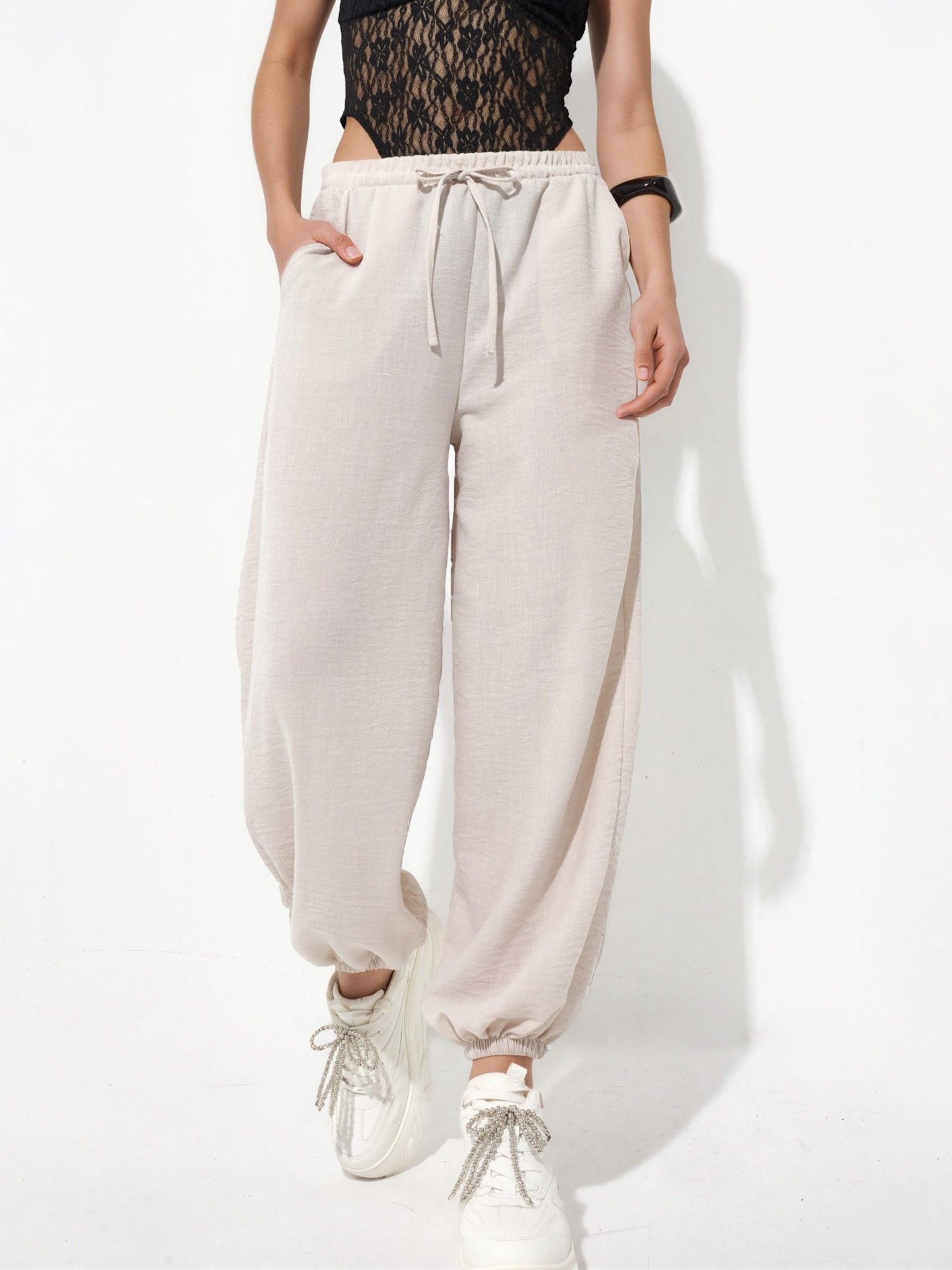 Busem Regular Sportbroek in Beige: voorkant