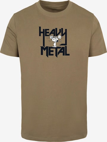 Merchcode Shirt 'Peanuts - Heavy Metal' in Green: front