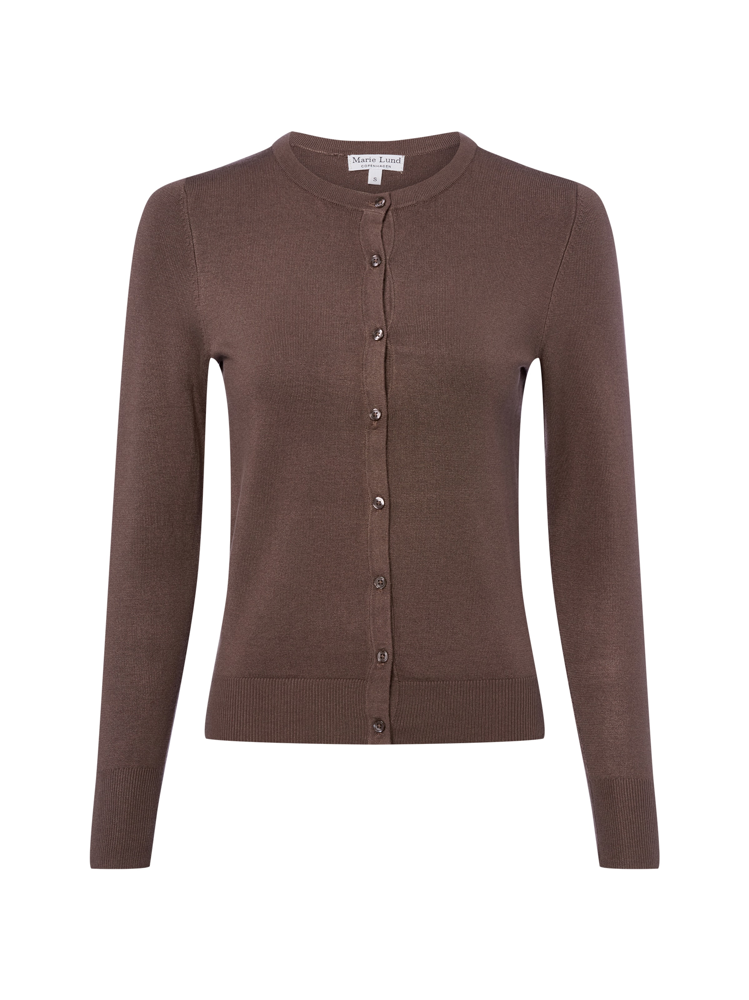 Marie Lund Cardigan en taupe, Vue avec produit