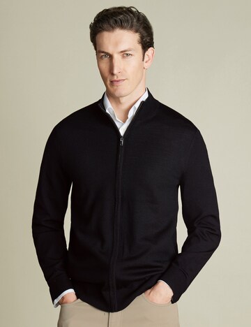 Charles Tyrwhitt Strickjacke in Schwarz: Vorderseite