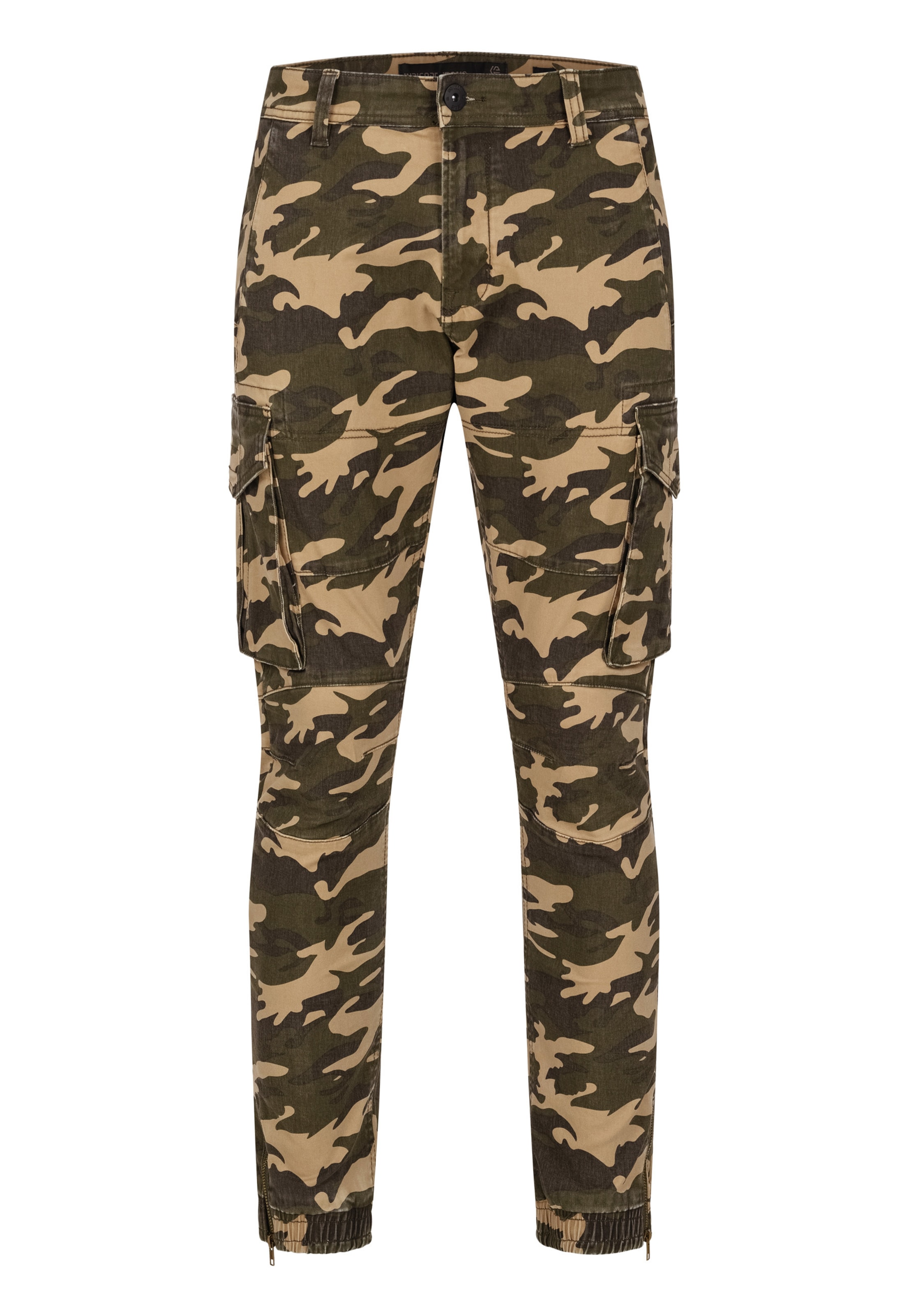 INDICODE JEANS Tapered Cargobroek 'Alex' in Groen: voorkant