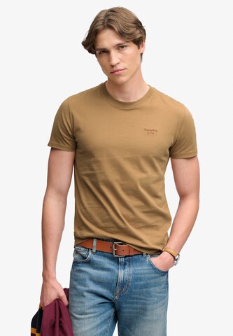 T-Shirt 'Essential Serif' Superdry & Co en marron : devant