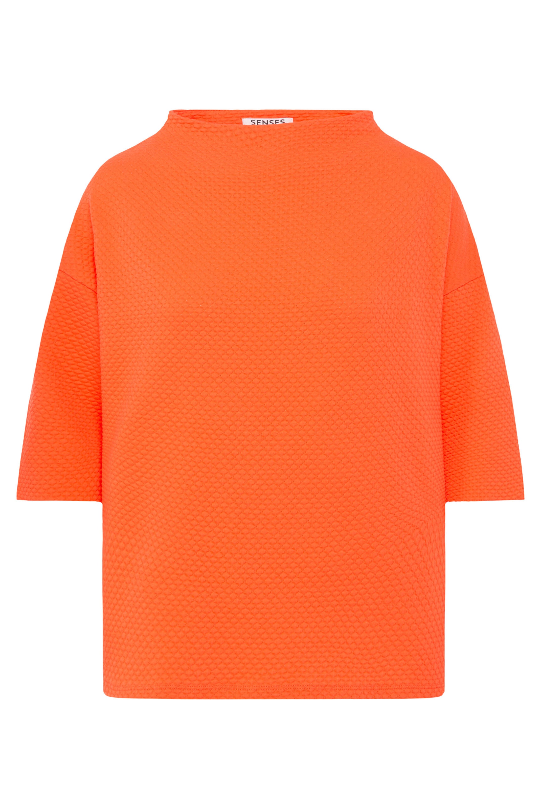 SENSES.THE LABEL Strukturiertes Shirt mit Mock-Kragen in Orange: Vorderseite