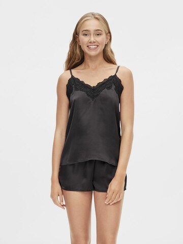 PIECES Short Pajama Set in Black: front