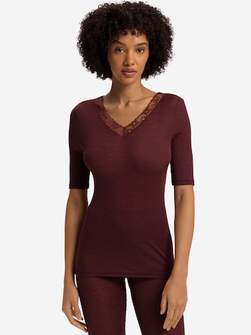 Hanro Onderhemd ' Woolen Lace ' in Bruin: voorkant