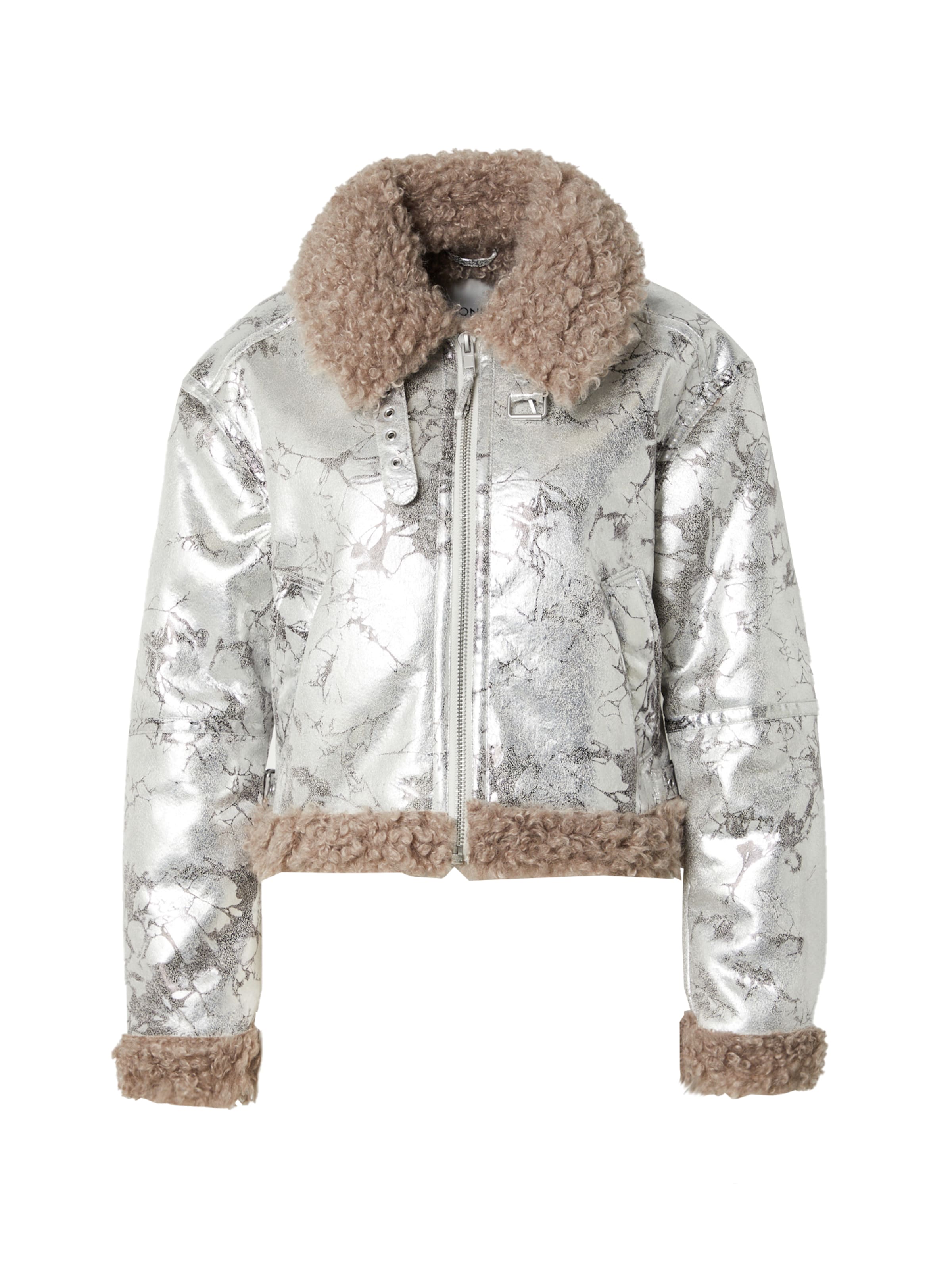 Monki Veste mi-saison en taupe / argent, Vue avec produit