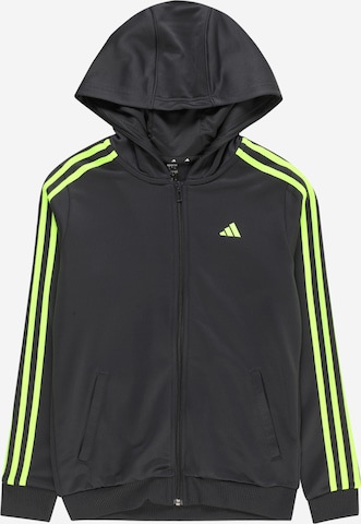 ADIDAS SPORTSWEAR Athletic Zip-Up Hoodie 'Train Essentials Aeroready 3-Stripes -Fit ' in Black: front