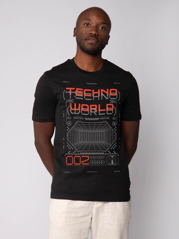 Watapparel T-Shirt 'Technoworld' in Schwarz: Vorderseite