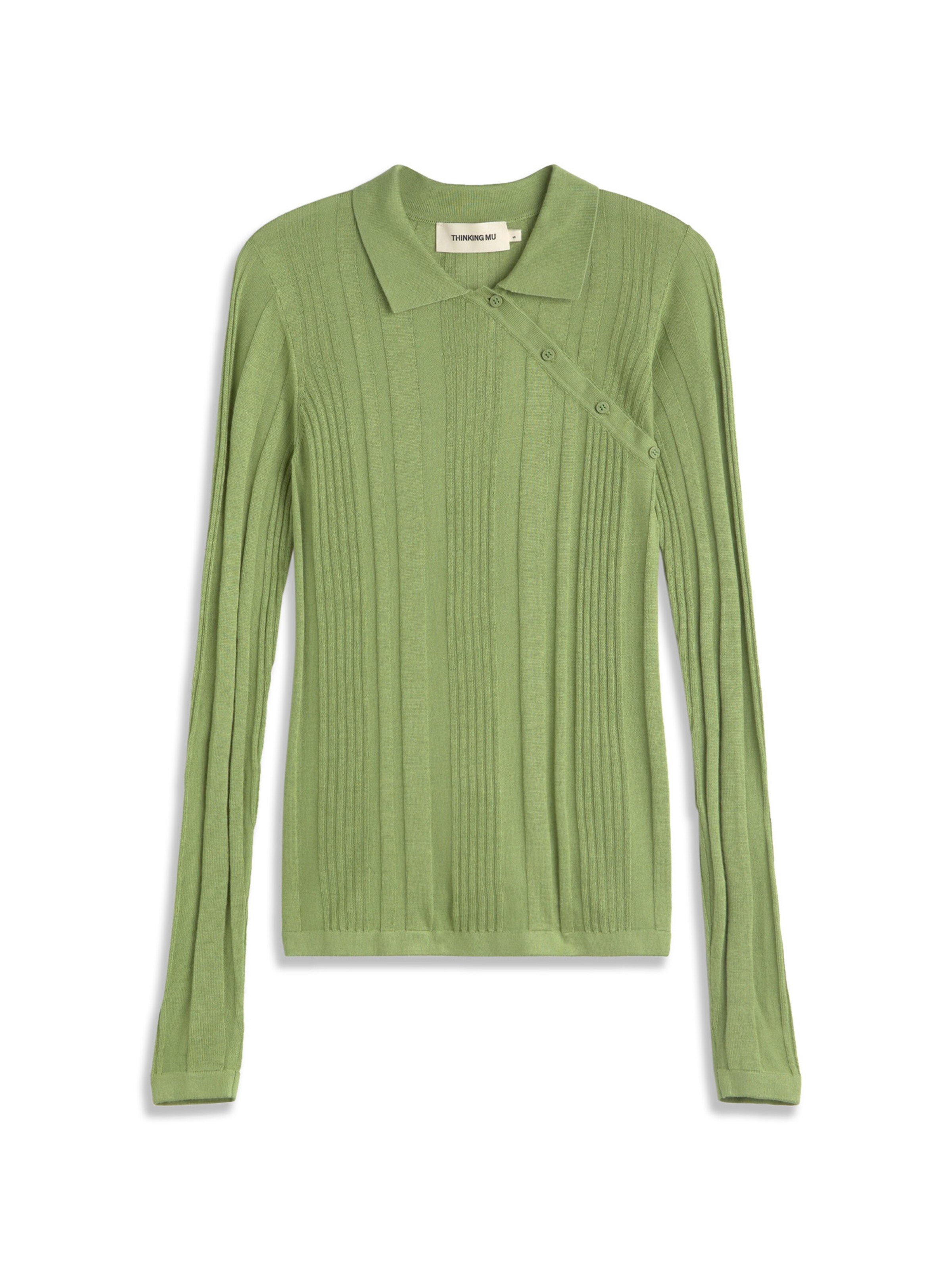 Thinking MU Pullover 'Dante' in Grün: Vorderseite